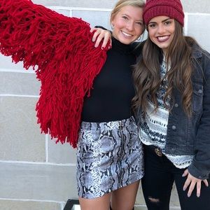 Snakeskin leather skirt